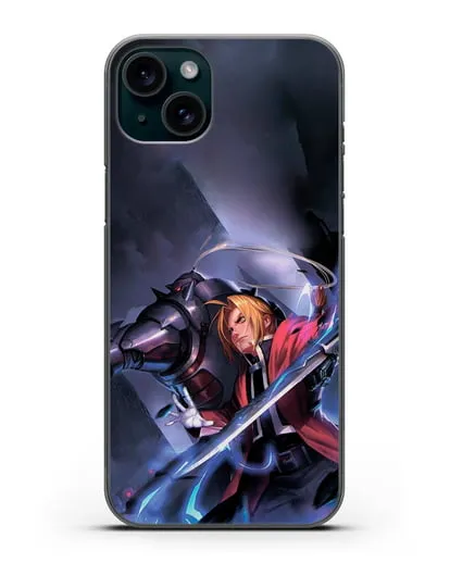 Чехол аниме Ходячий замок - Эдвард и Ал в бою силиконовый для iPhone 15 Plus