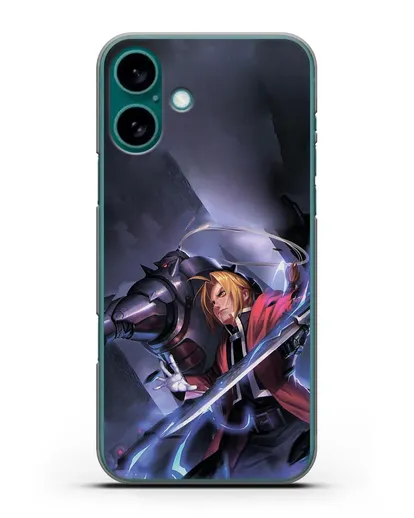 Чехол аниме Ходячий замок - Эдвард и Ал в бою силиконовый для iPhone 16 Plus