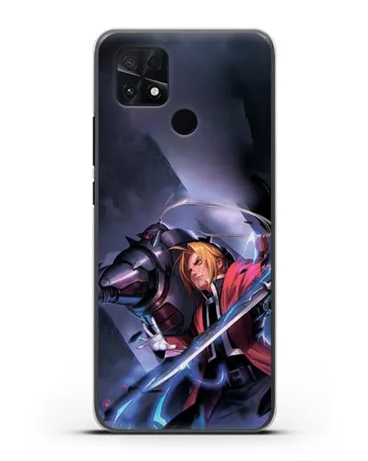 Чехол аниме Ходячий замок - Эдвард и Ал в бою силиконовый для Xiaomi Poco C40