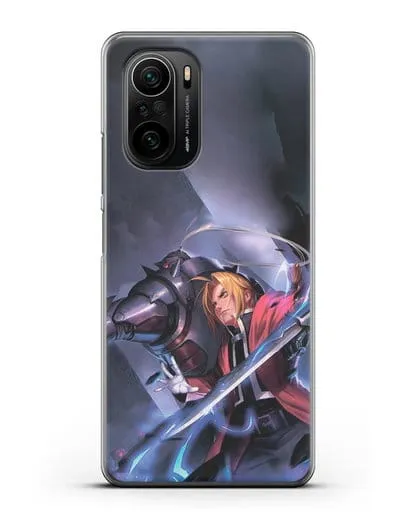 Чехол аниме Ходячий замок - Эдвард и Ал в бою силиконовый для Xiaomi Poco F3 Pro