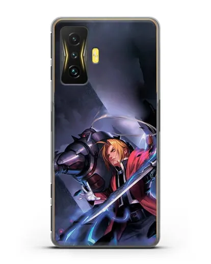 Чехол аниме Ходячий замок - Эдвард и Ал в бою силиконовый для Xiaomi Poco F4 GT