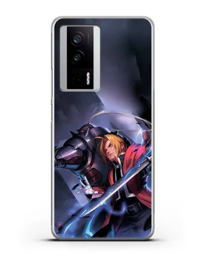 Чехол аниме Ходячий замок - Эдвард и Ал в бою силиконовый для Xiaomi Poco F5 Pro