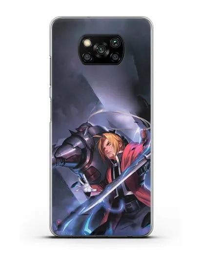 Чехол аниме Ходячий замок - Эдвард и Ал в бою силиконовый для Xiaomi Poco X3