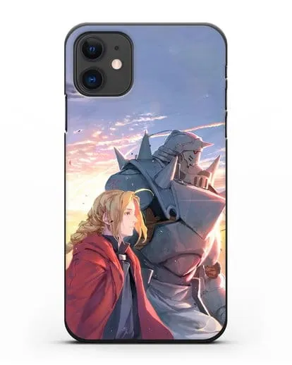 Чехол аниме Ходячий замок - Эдвард и Ал на закате силиконовый для iPhone 11