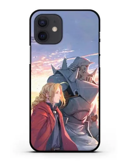 Чехол аниме Ходячий замок - Эдвард и Ал на закате силиконовый для iPhone 12