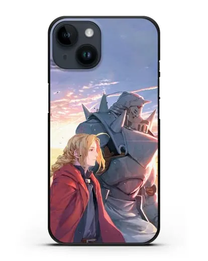 Чехол аниме Ходячий замок - Эдвард и Ал на закате силиконовый для iPhone 14