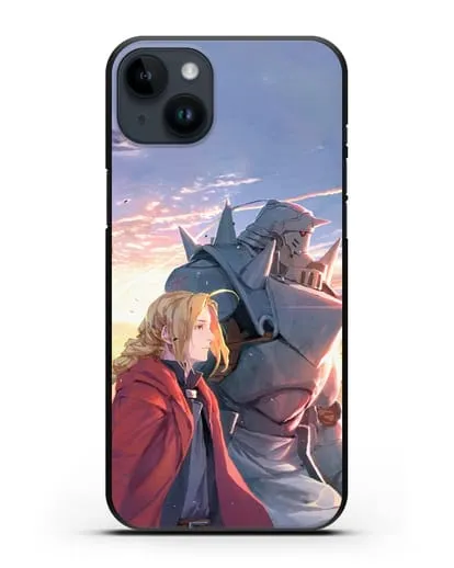 Чехол аниме Ходячий замок - Эдвард и Ал на закате силиконовый для iPhone 14 Plus