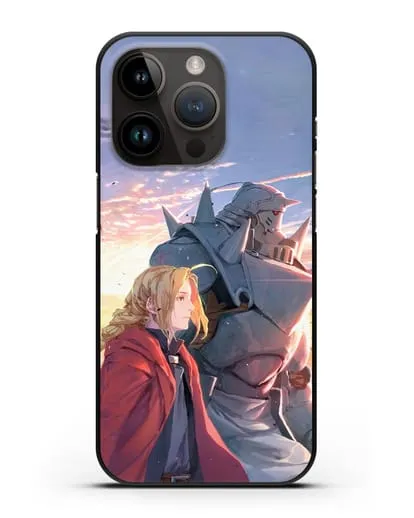 Чехол аниме Ходячий замок - Эдвард и Ал на закате силиконовый для iPhone 14 Pro