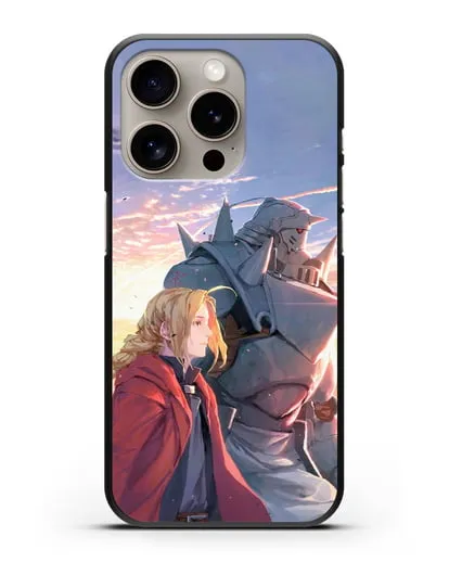 Чехол аниме Ходячий замок - Эдвард и Ал на закате силиконовый для iPhone 15 Pro