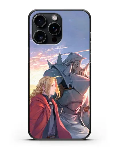 Чехол аниме Ходячий замок - Эдвард и Ал на закате силиконовый для iPhone 15 Pro Max