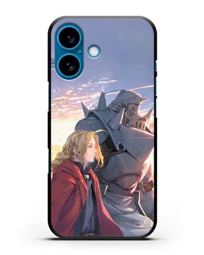 Чехол аниме Ходячий замок - Эдвард и Ал на закате силиконовый для iPhone 16