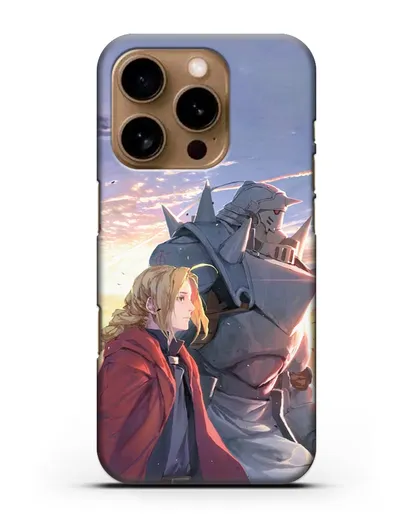 Чехол аниме Ходячий замок - Эдвард и Ал на закате силиконовый для iPhone 16 Pro