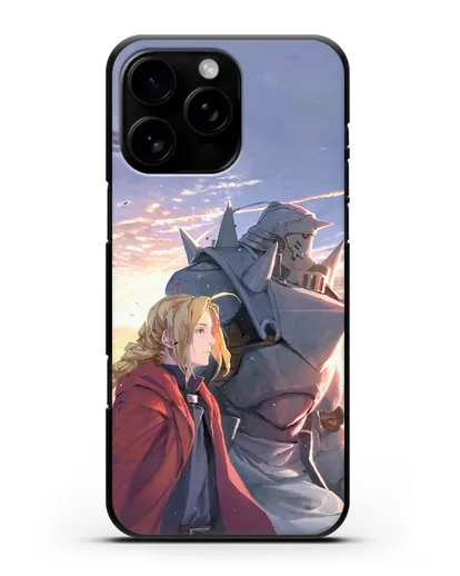 Чехол аниме Ходячий замок - Эдвард и Ал на закате силиконовый для iPhone 16 Pro Max