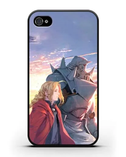 Чехол аниме Ходячий замок - Эдвард и Ал на закате силиконовый для iPhone 4/4s
