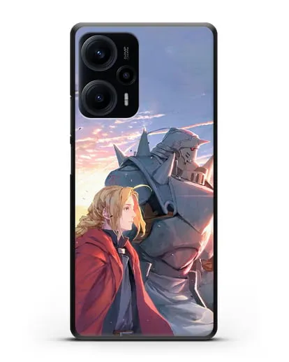 Чехол аниме Ходячий замок - Эдвард и Ал на закате силиконовый для Xiaomi Poco F5