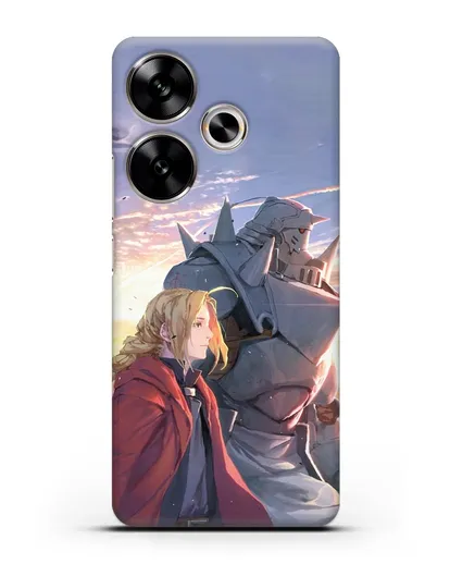 Чехол аниме Ходячий замок - Эдвард и Ал на закате силиконовый для Xiaomi Poco F6