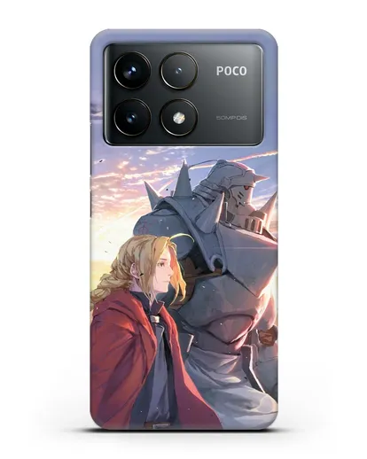 Чехол аниме Ходячий замок - Эдвард и Ал на закате силиконовый для Xiaomi Poco F6 Pro