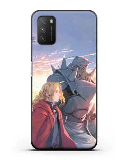 Чехол аниме Ходячий замок - Эдвард и Ал на закате силиконовый для Xiaomi Poco M3