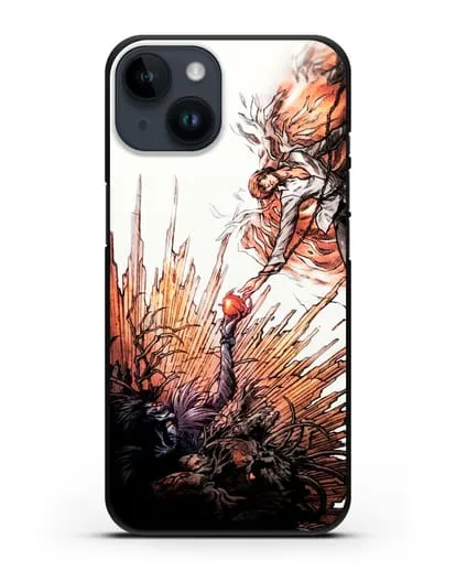 Чехол аниме Тетрадь смерти - Лайт и Бог смерти силиконовый для iPhone 14