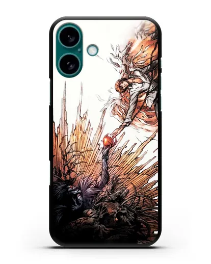 Чехол аниме Тетрадь смерти - Лайт и Бог смерти силиконовый для iPhone 16 Plus