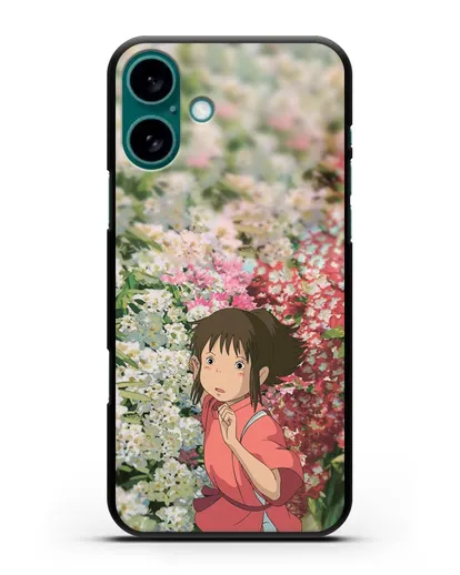 Чехол аниме Унесенные призраками - Тихиро в цветах силиконовый для iPhone 16 Plus