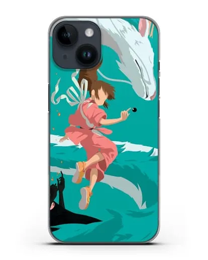 Чехол аниме Унесенные призраками - Тихиро, Хаку и Каонаси силиконовый для iPhone 14