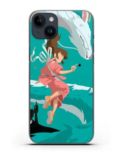 Чехол аниме Унесенные призраками - Тихиро, Хаку и Каонаси силиконовый для iPhone 14 Plus