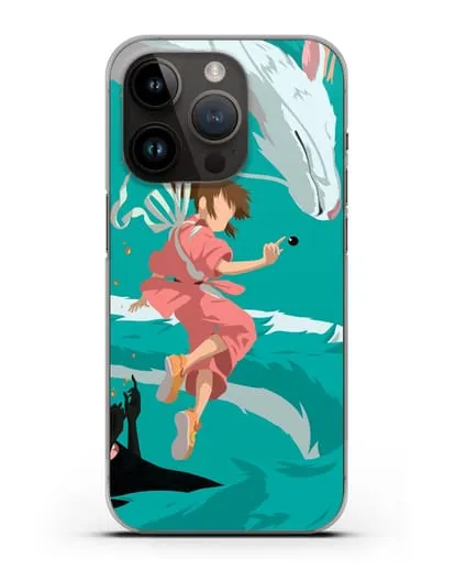 Чехол аниме Унесенные призраками - Тихиро, Хаку и Каонаси силиконовый для iPhone 14 Pro