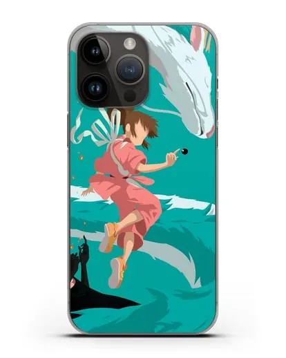 Чехол аниме Унесенные призраками - Тихиро, Хаку и Каонаси силиконовый для iPhone 14 Pro Max