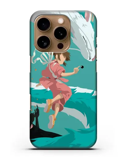 Чехол аниме Унесенные призраками - Тихиро, Хаку и Каонаси силиконовый для iPhone 16 Pro