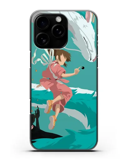 Чехол аниме Унесенные призраками - Тихиро, Хаку и Каонаси силиконовый для iPhone 16 Pro Max