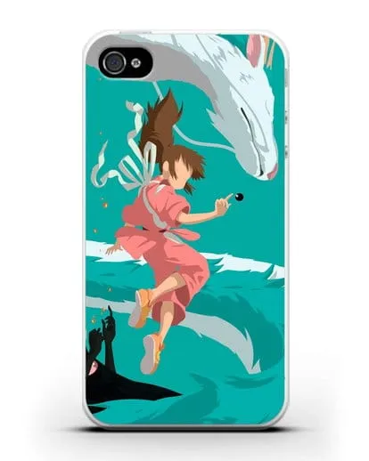 Чехол аниме Унесенные призраками - Тихиро, Хаку и Каонаси силиконовый для iPhone 4/4s