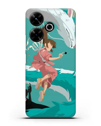 Чехол аниме Унесенные призраками - Тихиро, Хаку и Каонаси силиконовый для Xiaomi Poco M6