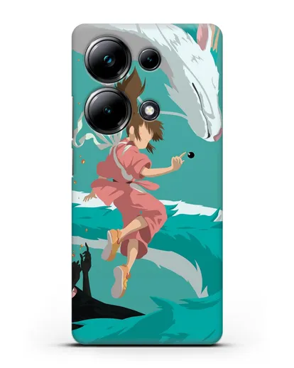 Чехол аниме Унесенные призраками - Тихиро, Хаку и Каонаси силиконовый для Xiaomi Poco M6 Pro