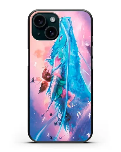 Чехол аниме Унесенные призраками - Тихиро и Хаку силиконовый для iPhone 15