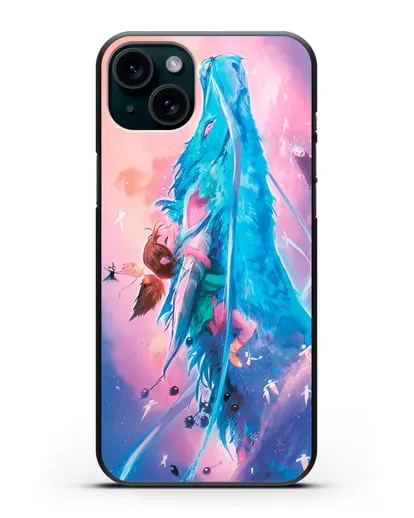 Чехол аниме Унесенные призраками - Тихиро и Хаку силиконовый для iPhone 15 Plus