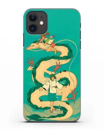 Чехол аниме Унесенные призраками - Тихиро обнимает Хаку силиконовый для iPhone 11