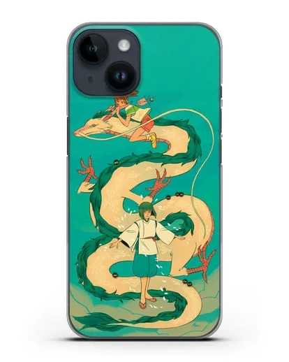 Чехол аниме Унесенные призраками - Тихиро обнимает Хаку силиконовый для iPhone 14