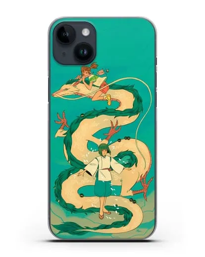 Чехол аниме Унесенные призраками - Тихиро обнимает Хаку силиконовый для iPhone 14 Plus