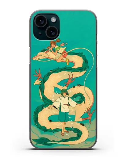 Чехол аниме Унесенные призраками - Тихиро обнимает Хаку силиконовый для iPhone 15 Plus