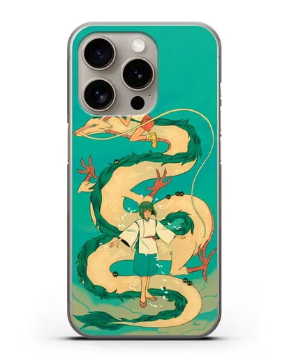 Чехол аниме Унесенные призраками - Тихиро обнимает Хаку силиконовый для iPhone 15 Pro