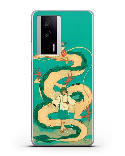 Чехол аниме Унесенные призраками - Тихиро обнимает Хаку силиконовый для Xiaomi Poco F5 Pro