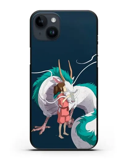 Чехол аниме Унесенные призраками - Тихиро и Хаку в полёте силиконовый для iPhone 14 Plus