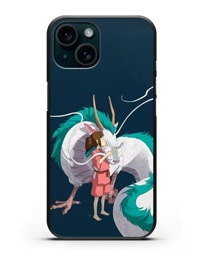 Чехол аниме Унесенные призраками - Тихиро и Хаку в полёте силиконовый для iPhone 15