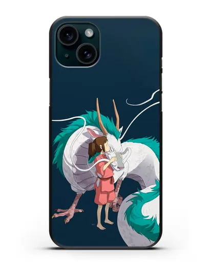 Чехол аниме Унесенные призраками - Тихиро и Хаку в полёте силиконовый для iPhone 15 Plus