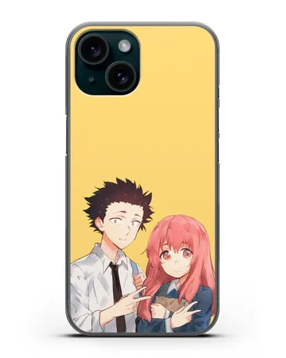 Чехол аниме Форма голоса - Шоя и Сёко друзья силиконовый для iPhone 15