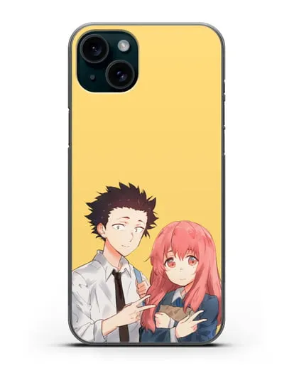 Чехол аниме Форма голоса - Шоя и Сёко друзья силиконовый для iPhone 15 Plus