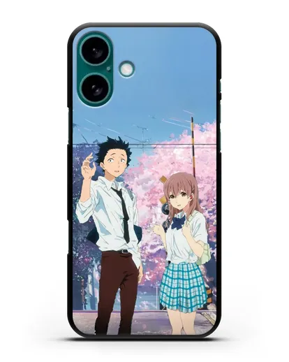 Чехол аниме Форма голоса - Шоя и Сёко школьники силиконовый для iPhone 16 Plus