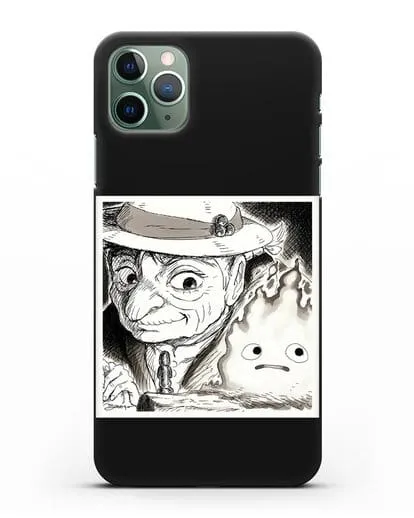 Чехол аниме Ходячий замок - Софи и Кальцифер силиконовый для iPhone 11 Pro Max