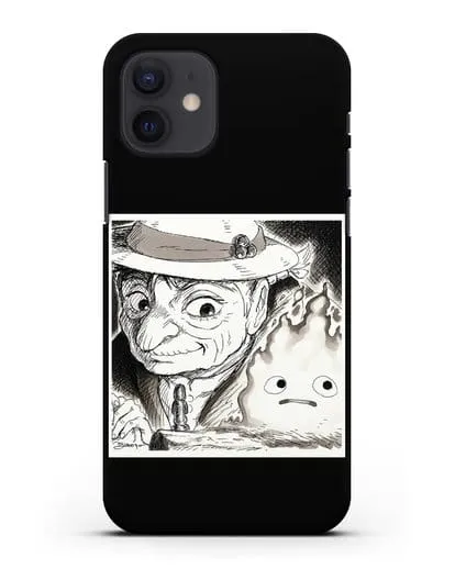 Чехол аниме Ходячий замок - Софи и Кальцифер силиконовый для iPhone 12